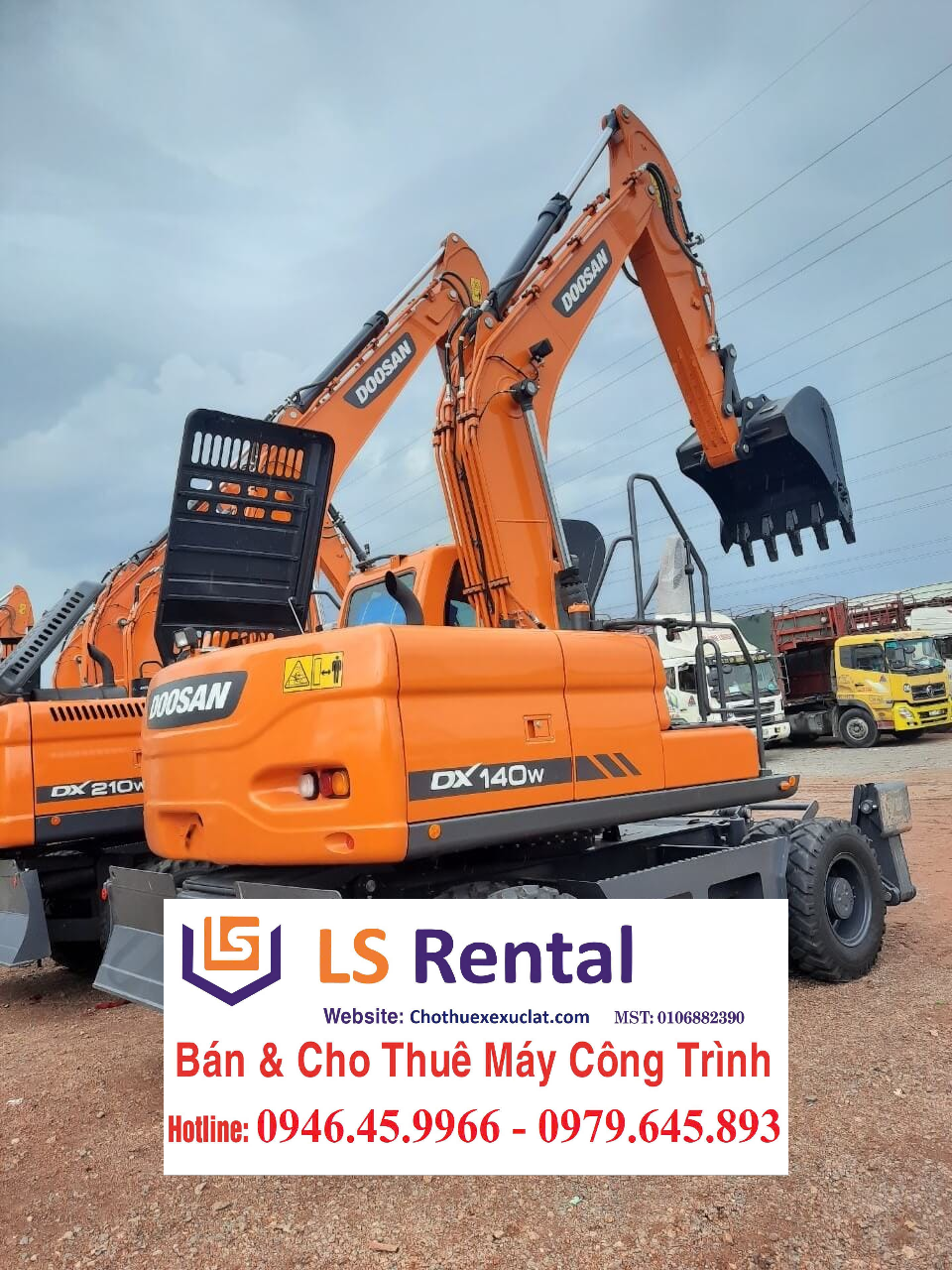 Chuyên bán xe xúc đào bánh lốp Doosan DX140W